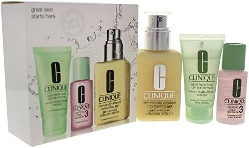 3-Step Skin Care Introduction Kit - Combination Oily Skin Type by Clinique for Unisex - 3 Pc Kit 1oz Liquid Facial Soap Oily Skin Formula, 1oz Clarifying Lotion # 3, 4.2oz Dramatically Different Moisturizing Gel