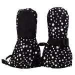 JAN & JUL Waterproof Baby Mittens for Winter and Snow (Black Star, XS: 0-2Y)