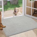 Indoor Doormat Super Absorbs Mud Absorbent Rubber Backing Non Slip Door Mat for Front Door Inside Floor Dirt Trapper Mats Cotton Entrance Rug, 20"x 31.5" Shoes Scraper Machine Washable Carpet (Grey)