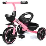 KRIDDO Kids Tricycles Age 24 Month to 4 Years, Toddler Kids Trike for 2.5 to 5 Year Old, Gift Toddler Tricycles for 2-4 Year Olds, Trikes for Toddlers, Pink