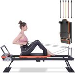 TIANHONG Pilates Reformer Foldable Pilates Reformer Machine with Springs for Home Use, Pilates Equipment Up to 300 lbs Weight Capacity for Intermediate and Beginners Users