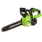 Greenworks G40CS30II Cordless Chainsaw, 12 Inch (30cm) Bar Length, 4.2m/s Chain Speed, 2.6kg, Auto-Oiler with 40V Battery & Charger, 3 Year Guarantee