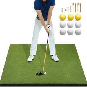 Large Golf Mat: 5x5ft 31MM Thick Heavy-Duty Golf Hitting Mats Practice Outdoor/Indoor, Elite Artificial Turf Mat with 9 Balls, 8 Tees for Driving, Swing in Backyard/Garage/Basement/Simulators