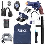 Foreverup Police Costume Kids, Police Pretend Play Accessories with Police Equipment Police Vest Cap Badge Toy Shotgun Handcuff and More, Police Toys Role Play Costume Accessories for Kids Boys