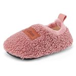 MK MATT KEELY Kids Boys Girls Sherpa Fleece Slippers 1-7 Years Lightweight Non-Slip House Shoes for Toddler Pink