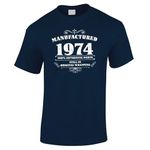 Bang Tidy Clothing 50th Birthday Gifts for Men Manufactured 1974 T Shirt Navy-L