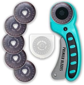 Premier Blades 45mm Rotary Cutter Tool (5 EXTRA BLADES INCLUDED) - Quality Stainless Steel Blades - Rotary Cutter for Fabric, Paper, Leather, and More!