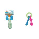 Nylabone Puppy Dog Teething Chew Toy Pacifier, Bacon Flavour, for Puppies Up to 7 kg & Puppy Teething Chew Toy Freezer Bone with Soothing Cloth, Peanut Butter Flavour, S, for Puppies Up to 11 kg