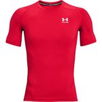 Under Armour Mens Armour HeatGear Compression Short-Sleeve T-Shirt, Red (600)/White, Large