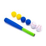 CeleMoon 16.5 Inch [Mini Size] Soft Kids Foam Baseball Bat Toy Set with 6 Balls, Gift for Toddler Age 3 Years Old Indoor Outdoor Sport T Ball Bat Playing Sport Game, Blue