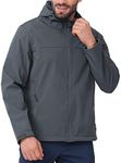 CAMEL CROWN Softshell Jacket Men Hooded Fleece Lined Outdoor Jackets Windproof Water Resistant for Hiking Casual Work Grey S