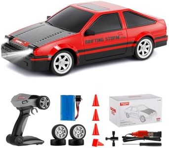 Goolsky RC Drift Car 30KM/H RC Car 1/16 4WD 2.4GHz High speed Remote Control Car LED Lights Replaceable Drifting Tires and Racing Tires USB Charging 4 Barricades Gift for Kids Adults Red 1 Battery