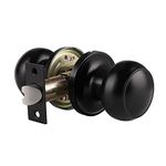 Probrico Black Door Knobs Interior 1 Pack, Interior Passage Keyless Door Knob Set Flat Ball Knob for Hallway or Closet, Matte Black Finish Knob, 1 Pack