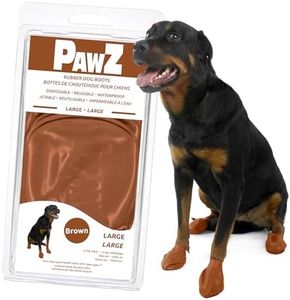 PawZ Rubber Dog Boots for Large Paws - All-Weather Waterproof Dog Shoes, Anti-Slip Traction for Rain, Snow, Mud & Hot Pavement - Pull-On Dog Booties, Brown - Large (3"- 4") - Pack of 12