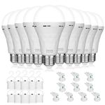 Ostwiki 10 Pack Rechargeable Emergency Light Bulbs,Battery Operated Backup Light Bulb for Power Outage Camping Outdoor Hurricane 9W E27 8500K 1200mAh White Equivalent Self-Charging LED Light Bulbs