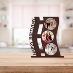 Gift Jaipur Happy Birthday Personalised Table Top Standy Wooden Photo Frame 10 X 8 in | Birthday Gift for Wife Husband Fiance Friend Love Sister Brother Parents Mother Father, wall mount