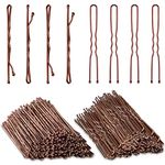 AITRAI 200PCS Brown Bobby Pins and U-shaped Hair Pins Set with Box, 2.4 Inch