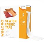 VELCRO® Brand | Sew & Stick Fabric Tape | Cut-to-Length Strong Hook & Loop Self Adhesive Sticky Tape Perfect for Crafting, Clothing Repairs & Hemming | White | 20mm x 5m