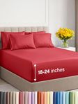 Extra Deep Queen Sheet Set - 6 Piece Breathable & Cooling Sheets - Hotel Luxury Bed Sheets Set - Easy & Secure Fit - Soft, Wrinkle Free & Comfy Sheets Set - Red Sheet Set w/Extra Deep Pockets