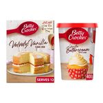 Betty Crocker Velvety Vanilla Cake Mix 425g with Betty Crocker Vanilla Buttercream Style Icing 400g