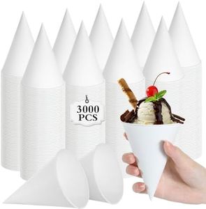 Mumufy 3000 Pcs Cone Paper Cups Snow Cone Cups Disposable Leakproof Ice Cream Paper Cups White Rolled Rim Cone Drinking Cup for Shaved Ice Office Sports Teams Home Wedding Birthday Party (6 oz)