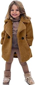 HIUARA 2023 Baby Girls Faux Fur Solid Long Coat Toddler Kids Winter Fleece Jacket Warm Outwear Clothes Thick Trench Coat Soft Comfort Breathable Holiday Outdoor Trips Festival Party Clothing