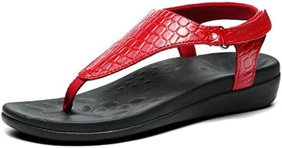 UTENAG Womens Arch Support Sandals Orthotic Adjustable Thong Flip Flops Red 8.5