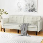 Artiss Sofa Bed Lounge Futon Couch Bed Adjustable Tufted 3 Seater Fabric Beige