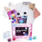 LET'S RESIN Resin Coaster Molds Kit, 16oz Resin Starter Kit for Beginners,Include Epoxy Resin, Coaster Molds, and Mica Powder for Resin Casting, Ideal Christmas Gift Set