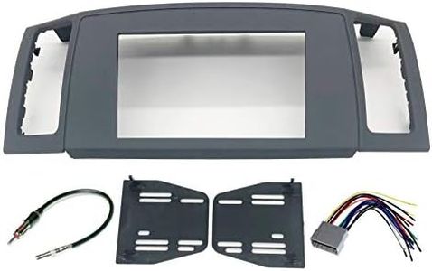 Jeep Grand Cherokee 2005-2007 Double Din Navigation Radio Bezel Dash Instal Kit with Standard Wiring Harness and Antenna Adapter - Grey