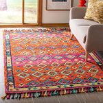 AMAAN CARPET Modern Handmade Wool Carpet with Loop Pile Textured Yarn Anti Shedding Rug for Living Room Bedroom and Hall Color Multi 7 x 10 Feet (210 x 300 cm)