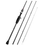 Sougayilang Fishing Rod, Lightweight Fishing Pole for Travel 4 Pieces Saltwater Freshwater Rod-Black-2.1m-Casting