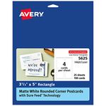 Avery Postcards with Rounded Corners and Sure Feed Technology, 3.5" x 5", Matte White, 100 Total, Laser/Inkjet Printable Cards (5625)