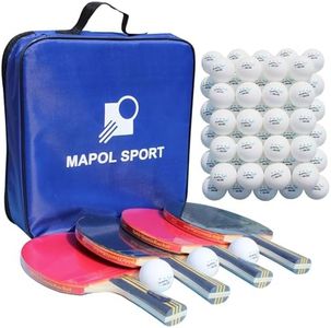 MAPOL Ping Pong Paddles Set of 4, 4-Player Table Tennis Kit: 4 Paddles, Plus 100 Counts 3-Star Practice White Ping Pong Balls for Indoor/Outdoor Play (ping Pong Paddles Set with 100 White Balls)
