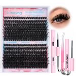 Eyelash Extension Kit Fluffy D Curl Individual Lashes Kit DIY 80D 100D Lash Clusters Kit 8-20mm Mix Length 280PCS Lash Extension Kit with Lash Bond and Seal,Lash Remover and Lash Tweezers