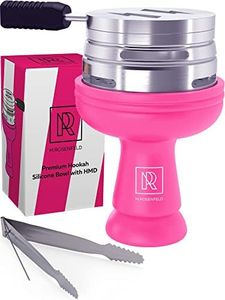 M. ROSENFELD Pink Hookah Bowl Set Silicone – Premium Hookah Head Bowl - Shisha Bowl Phunnel Hookah Bowl Pink for Smoking with Hookah Tongs & Heat Management Charcoal Holder with Cover Huli