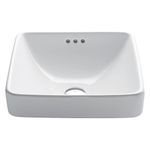 Kraus KCR-281 Modern Elavo Ceramic Square Semi-Recessed Bathroom Sink with Overflow, White