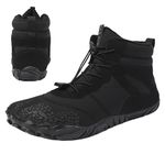 Fovolat Barefoot Hiking Shoes - Winter Shoes for Men,Non-Slip Quick Drying Mens Off-Road Hiking Boot with Barefoot Sole Zero Drop, Fully Waterproof Hiking Boot Black