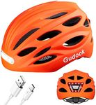 Gudook Bike Helmet Adult Helmets for Men/Women: with USB Rechargeable Front and Rear LED Light for Cycling Urban Commuter Casco para Bicicleta Lightweight Bicycle Helmet (Matte Orange, Medium)