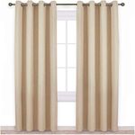 JUPON Premium Silk Darkening Door Curtain (Beige, 44 X 84 Inches) - Pack of 2 Piece, Blackout