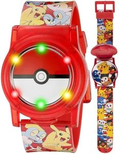 Accutime Kids Pokemon Pokeball Digital LCD Quartz Flip Open Red Wrist Watch, Cool Inexpensive Gift & Party Favor for Boys, Girls, Adults All Ages (Model: POK4186AZ), Pokeball Red, Digital Quartz