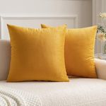 MIULEE Pack of 2 Fall Velvet Soft Solid Decorative Square Throw Pillow Covers Set Cushion Case for Sofa Bedroom Car 16 x 16 Inch 40 x 40 cm Gold