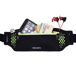 Triomph Running Belt, Running Fanny Pack for Hiking, Water Resistant Runners, Adjustable Belt for iPhone Xs Max, XR and Any Large Smartphone, 2 Pockets w/Reflective Zippers, Earphone Hole