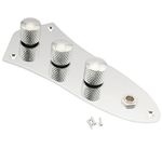 Musiclily Loaded Prewired Jazz Bass Control Plate for J Bass Style Guitar,Chrome