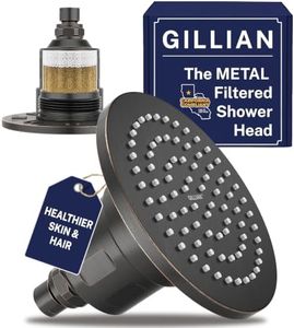 Gillian™ by HammerHead High Pressure Shower Head with Filter – KDF-55 Filtered Shower Head for Hard Water, Healthier Skin & Hair – Metal 6-Inch Rainfall Showerhead with Filters, Oil Rubbed Bronze