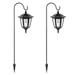 Viewsun 34 Inch Solar Hanging Lights, Shepherd Hook Lights with 2 Shepherd Hooks Waterproof Outdoor Decorative Solar Lantern Lights for Garden Decor, Patio, Backyard, Pathway, 2 Pack