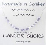 Custom CANCER SUCKS Morse Code Sterling Silver Necklace With Swarovski Crystals ~ Personalized ~ Choose The Cancer Awareness Color For A Specific Cancer, All Cancers, Cancer Survivors Or Caregivers