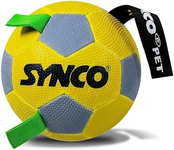 Synco Dog Football Yellow with Green Holding Loops | Dog Ball | Dog Toy Ball | Dog Training Ball | Dog Ball for Large Breed | Pet Toy Ball | Balls for Dog | Dog Ball Dogs | (Yellow)