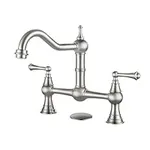 WOWOW Vintage Kitchen Faucet 8 inch Commercial Restaurant Sink Faucet 2 Handle Kitchen Sink Faucet Brushed Nickel French Country Center Kitchen Faucet 2 Hole Centerset Bar Faucet for Kitchen Sinks