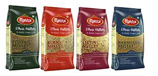 Manna Millets 2Kg Combo Pack of 4, Unpolished Millets, Siridhanya,Certified Low GI,Foxtail 500g, Kodo 500g, Little 500g, Barnyard 500g. Natural Grains